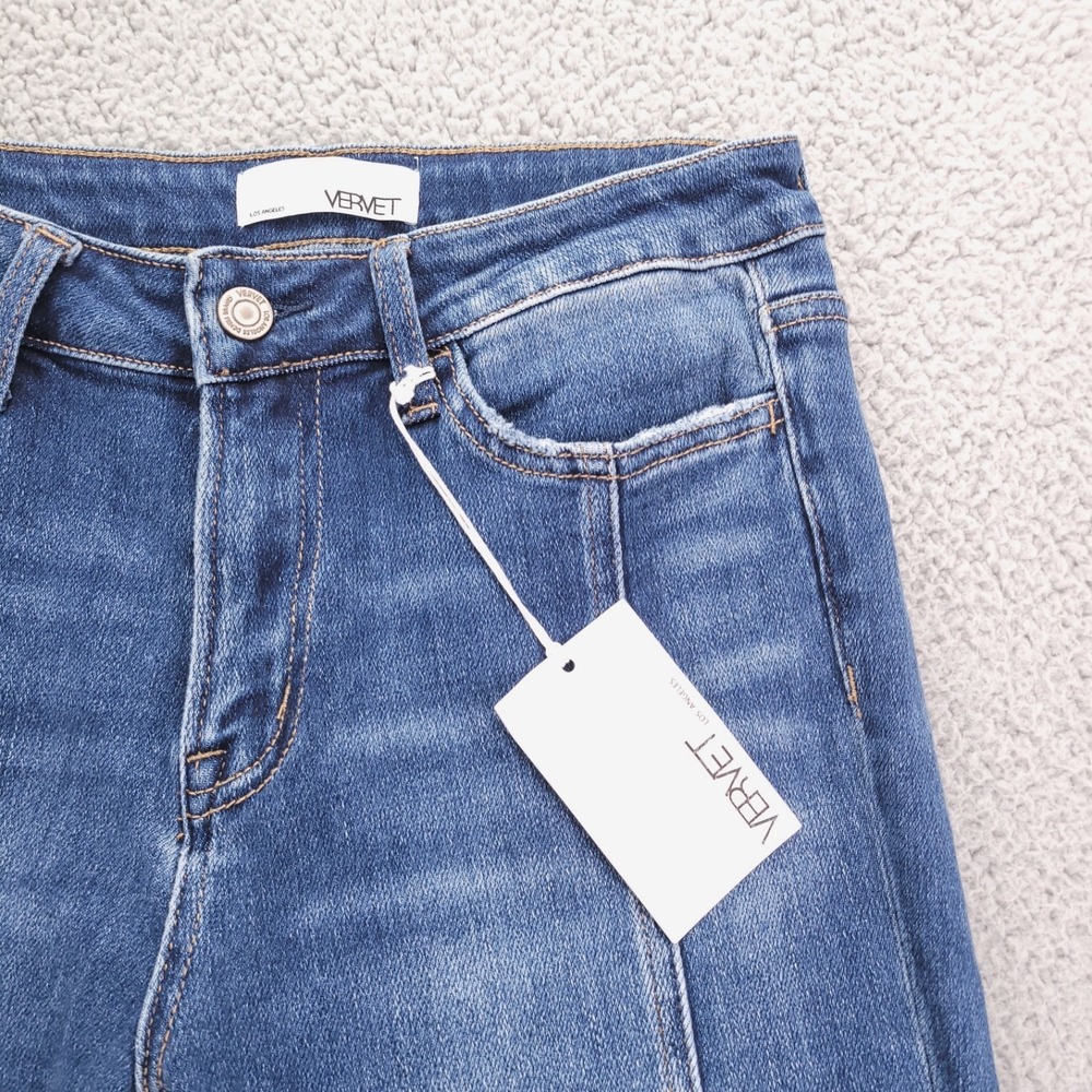 VERVET Jeans Size 26 Straight Ankle Split Hem Mid Rise Stretch Denim NEW - Picture 5 of 16
